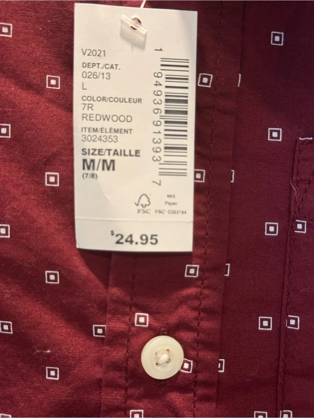 The Children's Place Burgundy Button-Down Shirt with Micro Dot Print